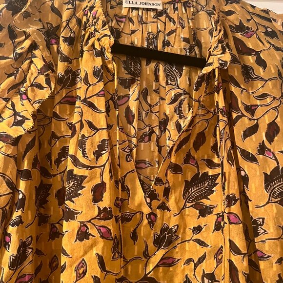 Ulla Johnson - Semi-sheer floral long sleeve blouse, Sz 4 (but fits many sizes) - Picture 6 of 6